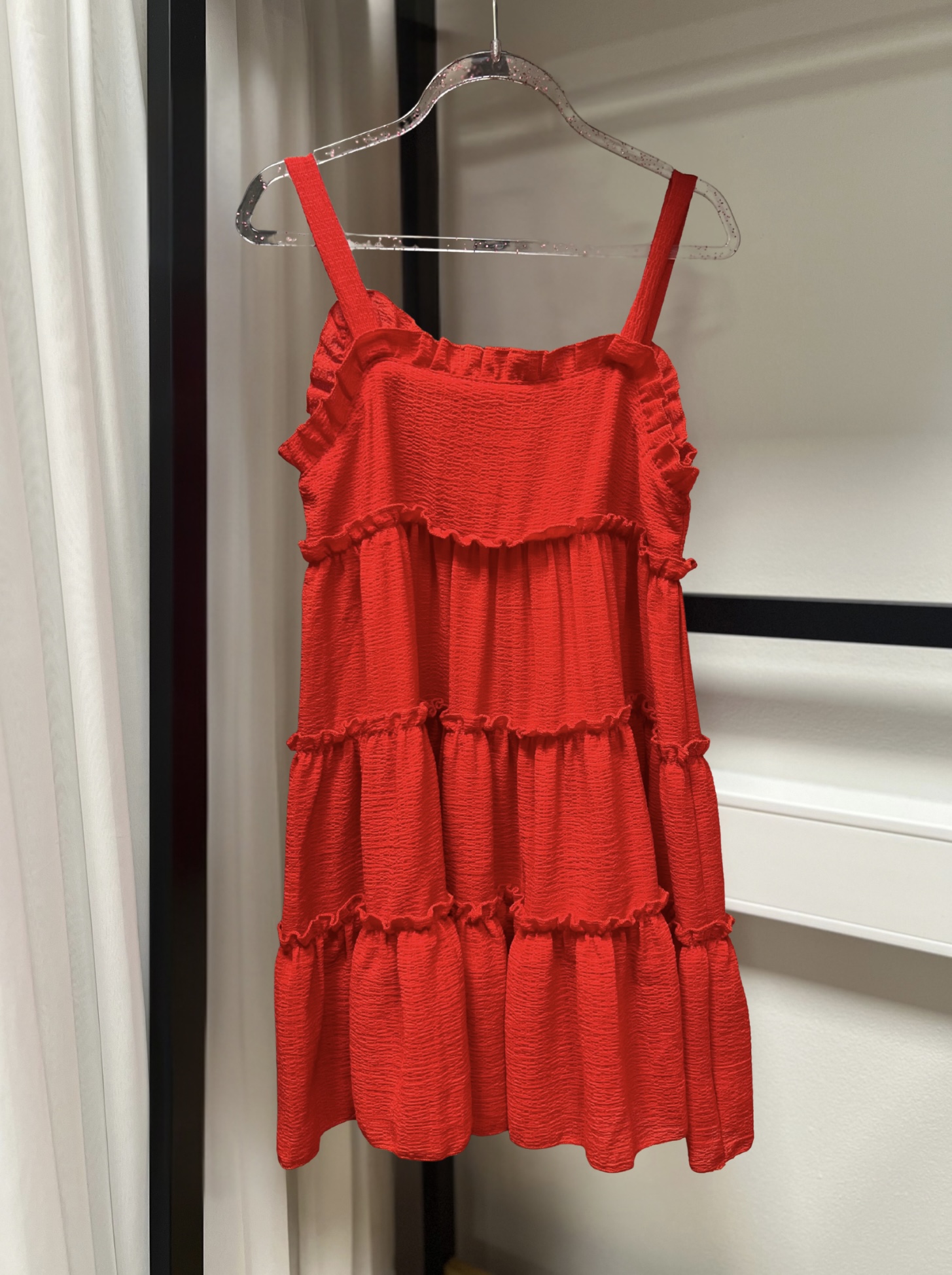 Punane volangidega suvekleit (suurus 130) - Image 2